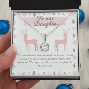 Collier de Noël fille cadeau / avec carte de message / cadeau de Noël / design de cerf / message significatif / cadeau de fille