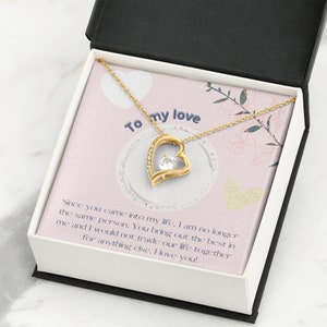 Cadeau Collier Femme ou Petite Amie / Pendentif Cœur d’Or ou d’Argent / Avec Carte Message / Cadeau de Saint-Valentin / Cadeau d’anniversaire