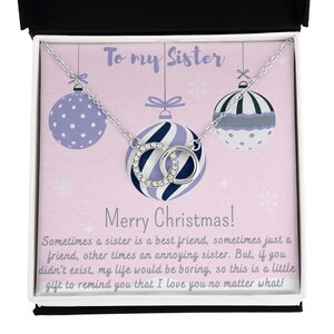 Collier de soeur cadeau de Noël / avec carte de message / collier de cercles entrelacés