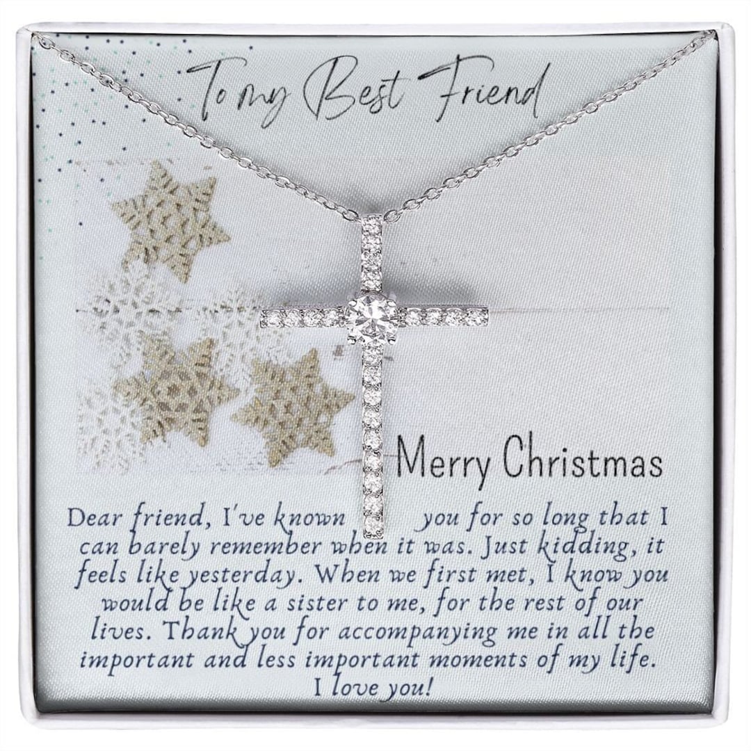 Best Friend Cross Necklace Christmas Gift / With Message Card