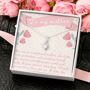 Cadeau Collier Mère (Pendentif ruban) / Avec carte Message / Cadeau de Noël / Cadeau d’anniversaire / Cadeau de gratitude