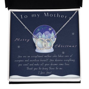 Collier Mère Cadeau de Noël / Avec Carte Message / Cadeau Mère de la fille / Collier Cercles entrelacés