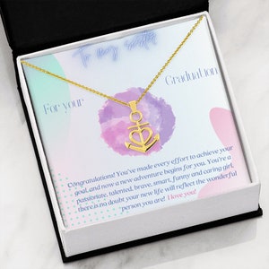 Cadeau de collier de graduation de sœur avec carte de message pastel / Pendentif d’ancre / Cadeau de remise de diplôme / À ma sœur pour sa remise de diplôme / Cadeau de bal