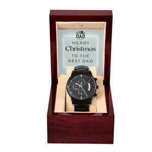 Montre Chronographe Noir de papa Cadeau de Noël / Avec carte Message / Cadeau du fils / Cadeau de la fille