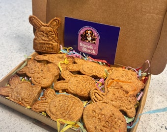 Boîte de biscuits de Pâques faits maison | Friandises naturelles pour chiens | Emballage durable et respectueux de l'environnement 10 biscuits