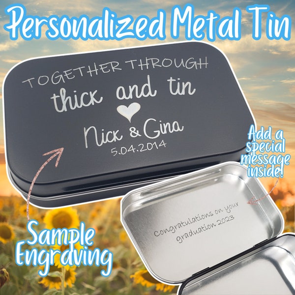 Personalized Gift Metal Tin Box - Metal Engraved Gift for Men and Women, Anniversary Gift for Him, Valentine Gift, Custom Engraving, Special