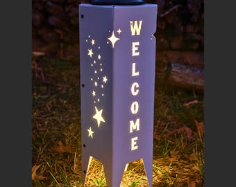 Garden Column - Lighted Column, Garden Decor, Lighted Walkway, Statue, Flower, Mandala, Metal Decor, Landscape Art Zen Garden Pillar Outdoor