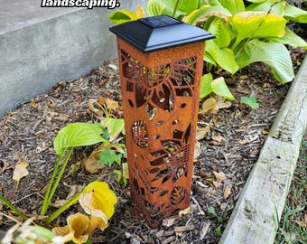 Garden Column - Lighted Column, Garden Decor, Lighted Walkway, Statue, Flower, Mandala, Metal Decor, Landscape Art Zen Garden Pillar Outdoor