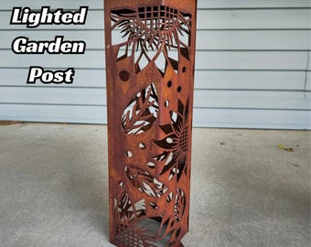 Lighted Garden Column - Solar Powered Outdoor Decor, Metal Art for Pathways & Landscaping, Illuminated Garden Pillar, Garden Decoration