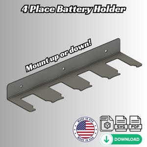4 Place Locking Battery Holder for Cordless Tool Batteries - DXF Files for CNC Plasma Cutting | Work Truck Accessories | Workshop | Garage