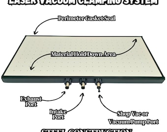 Vacuum Hold‑Down Table for Laser Engraver, CNC Vacuum Workholding, Steel Grid Plate, Compatible with Glowforge, xTool, OMTech, Gweike, etc