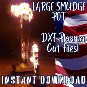 Large Smudge Pot CNC Plasma DXF Cut File Cnc Design Fire Pit Dxf Metal Art Cnc Smudge Pot Heater DIY Kit Plans Fabrication Instant Download