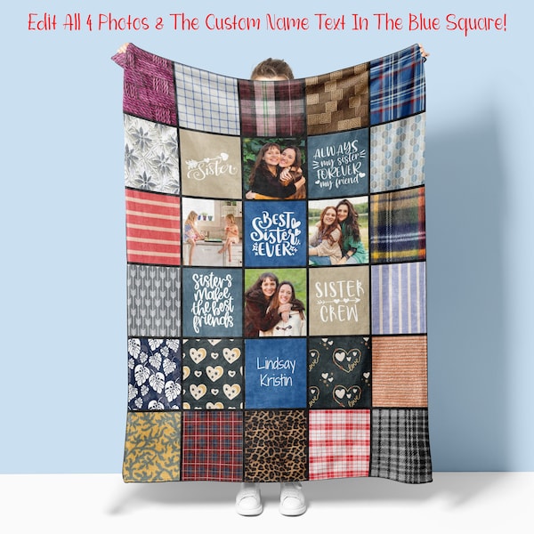 Sister Gifts From Sister Personalized Photo Blanket, Sister Birthday Gift Ideas, Gifts For Sister From Brother,  Sister Christmas (Quilt14)