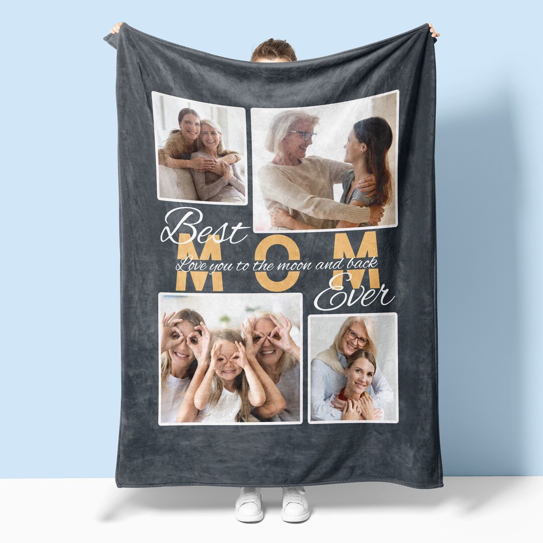 Gift for Mom Personalized Photo Blanket, Best Mom Ever Mother's Day