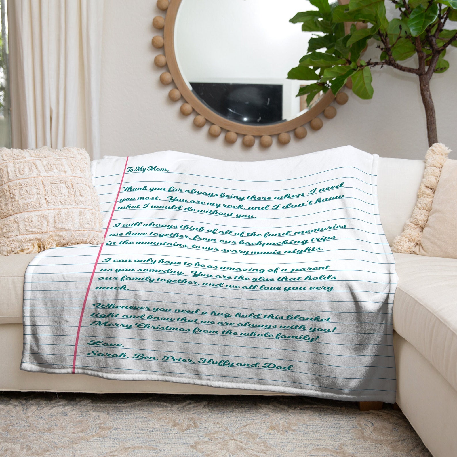 Personalized Love Letter Blanket on Lined Paper Gift Custom Etsy