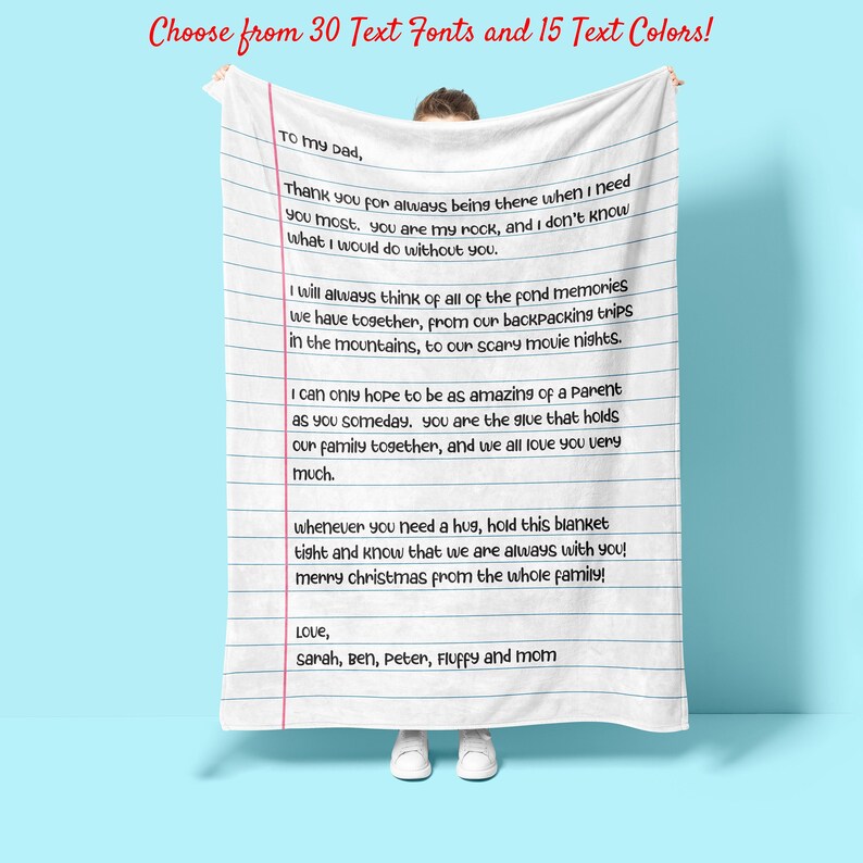 Personalized Love Letter Blanket on Lined Paper Gift Custom Etsy