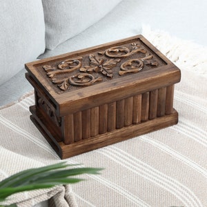 Wooden Puzzle Chest with Secret Lock, Engraved Large Wooden Box, Walnut Keepsake Box, Treasure Chest, Wooden Jewelry Box