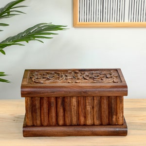 Lockable Wooden Jewelry Box, Personalized Puzzle Box, Hand Carved Wooden Chest, Secret Lock Treasure Box, Walnut Treasure Chest
