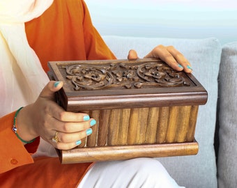 Personalized Puzzle Box, Handmade Wooden Secret Lock Box, Carved Jewelry Box, Treasure Chest with Lock, Decorative Keepsake Box