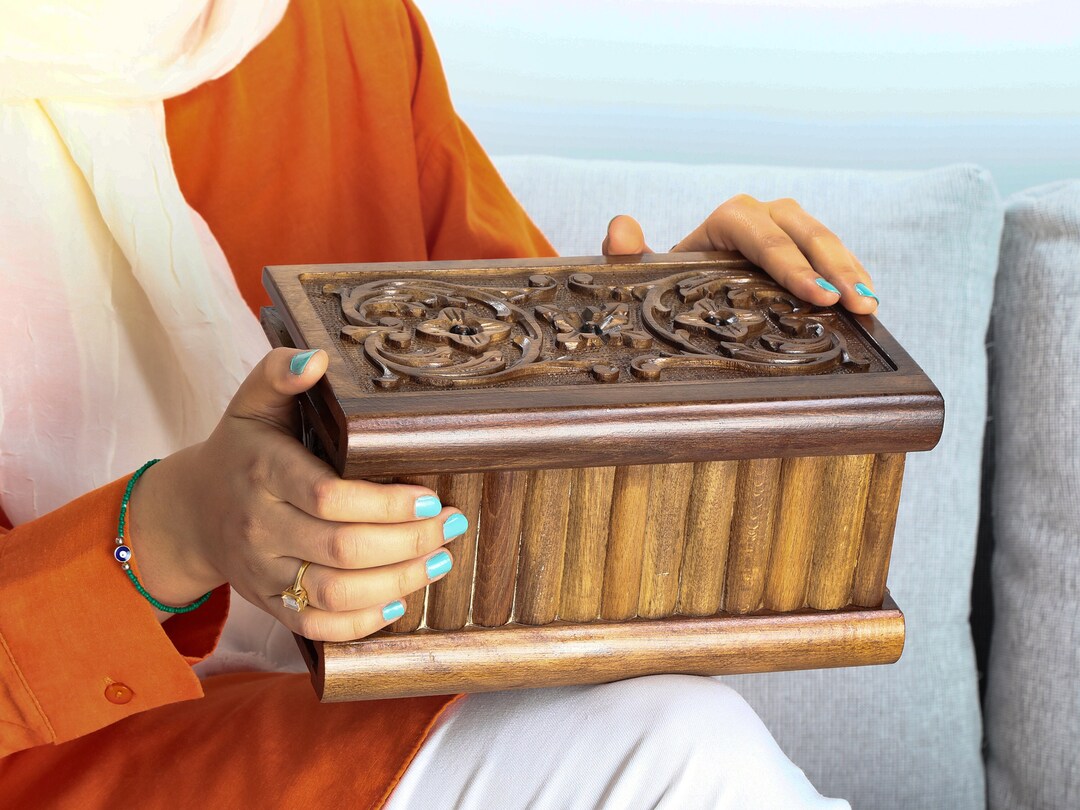 Unique Lock Box Personalized Puzzle Box, Handmade Wooden Secret Lock Box, Carved ...