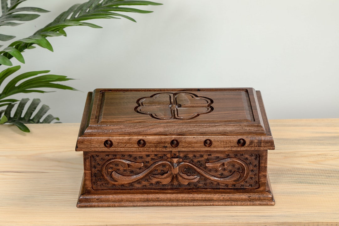 Wooden Jewelry Box With Key, Handmade Jewelry Box, Wooden Keepsake Box ...