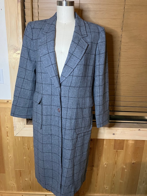 Pendleton 1980s gray plaid duster jacket volup cur