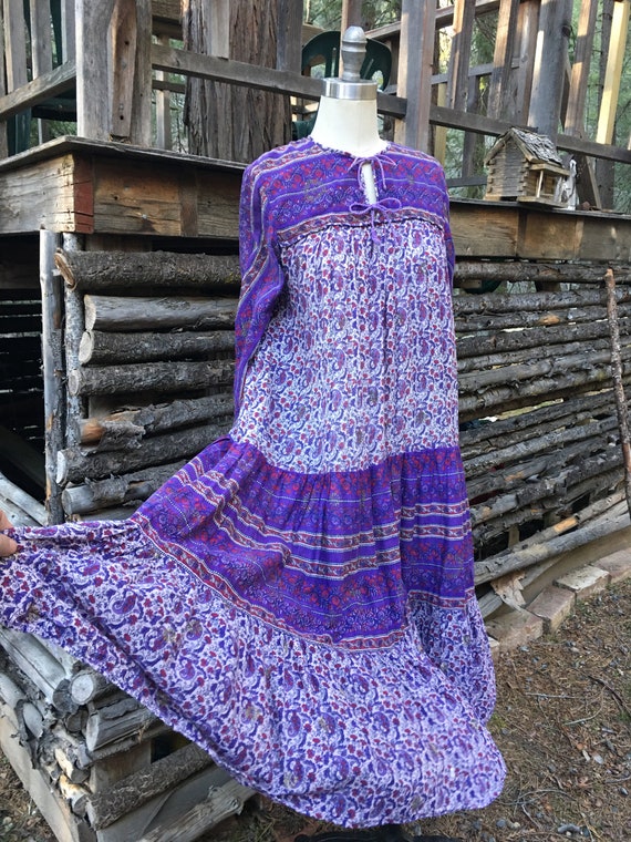 1970s Indian cotton dress boho 1960s vintage festi