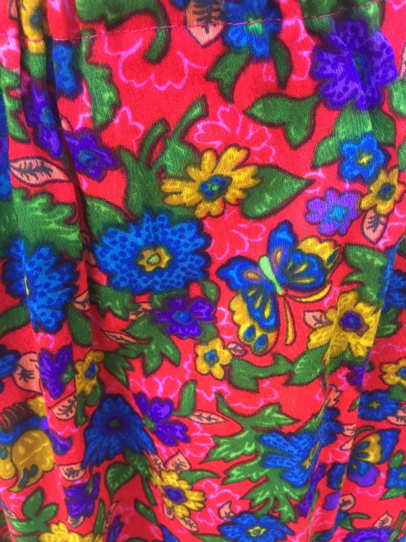 Vintage 70s Neon Psychedelic Maxi Skirt Floral As… - image 2