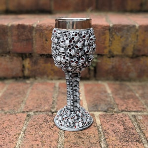 Halloween Skull Chalice / Blood Wine / Hand Painted / Removable Stainless Cup Double Vacuum Walled / Hex3d