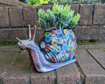 Hippie Snail / Succulent Planter / Indoor Planter / 60's / Hand Painted