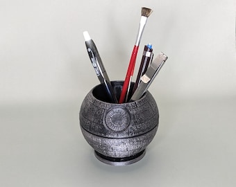 Death Star Pen Holder / Star Wars / Hand Painted