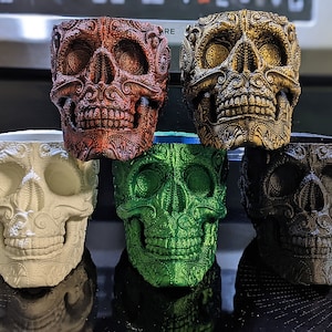 Skull Deluxe Planter / Halloween / Sugar Skull / Succulent / Hand Painted / Hex3d / Day of the Dead / Planter