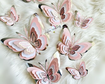 Paper Butterfly Set, 5D butterfly sets, layered butterflies, large paper butterflies, 3D butterflies, decoration butterfly, bridal, nursery