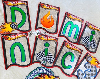 Fast cars birthday name banner, party decor, racing cars birthday banner, custom birthday name banner, custom birthday party decorations