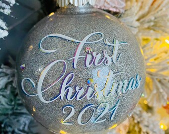 NO BOW large CHRISTMAS bauble with rhinestones, personalized Christmas ornaments, personalized baubles, custom Christmas baubles with foil