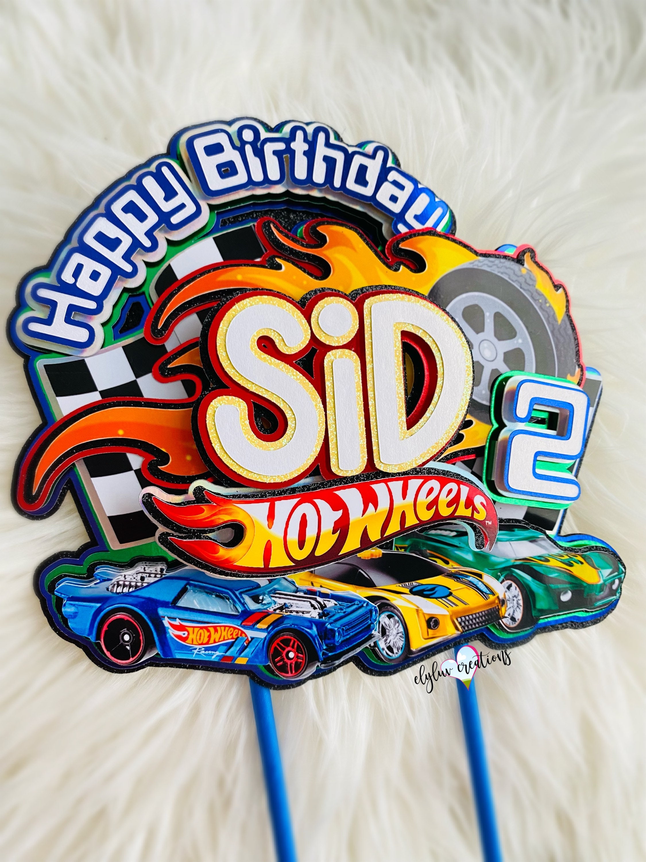 Fast cars Cake Topper, party decorations, racing birthday theme, custom cake topper, shaker cake topper, cake topper with lights decor