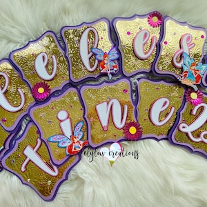 Fairy Name Banner, party decorations, birthday theme, custom birthday banner, winx birthday name banner, custom party decor, fairy birthday