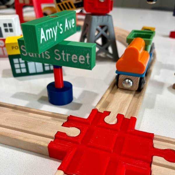 Personalized Street Signs for Wooden Trains. Compatible with Brio, Thomas the Train, and IKEA Trains. Montessori Toys for Kids, Pretend play