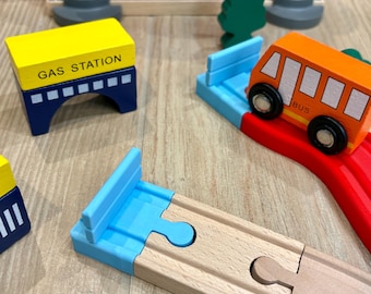 Wooden Train Buffer Stops – Set of 2 | Fits Wooden Railway Tracks | Durable Handmade Train Set Accessories