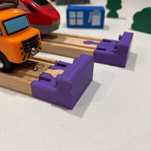 Buffer stops for wooden trains. Compatible with Brio and Thomas the Train.