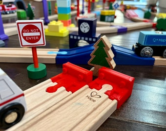 Buffer Stops for Wooden Train Track Compatible with Brio, Thomas the Train, Hape, and IKEA Trains. Montessori Toys for Kids, Pretend play