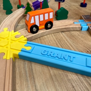 Personalized Wooden Train Track – Custom Printed – Compatible with Thomas, Brio, IKEA & More