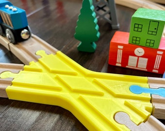 Large Crossing for Wooden Train Tracks. Compatible with Brio, Thomas the Train,Hape, and IKEA Trains. Montessori Toys for Kids, Pretend play