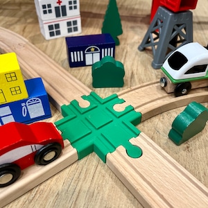 Charming Wooden Train Crossing for Thomas the Train, Brio, IKEA, Melissa and Doug. Wooden Train accessories for Thomas the Train and Brio.