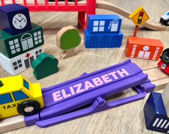 Personalized Seesaw for Wooden Train Tracks. Compatible with Brio, Thomas the Train, and IKEA Trains. Montessori Toys, Pretend play