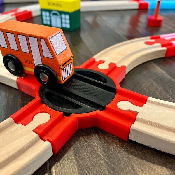 Turntable for Wooden Trains. Compatible with Brio, Thomas the Train, Hape, and IKEA Trains. Montessori Toys for Kids, Pretend play