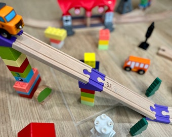 Duplo to Wooden Train Ramps Thomas the Train Track adapters. Compatible with Brio, and Thomas the Train trains. Montessori Toy, pretend play