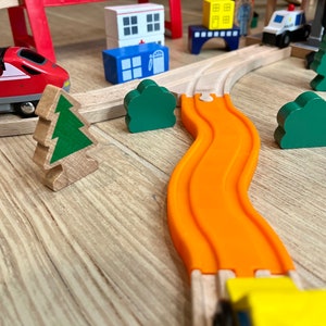 Wavy Track for Thomas the Train, Brio, IKEA, Bigjigs, Melissa and Doug. Wooden Train accessories for Thomas the Train and Brio.