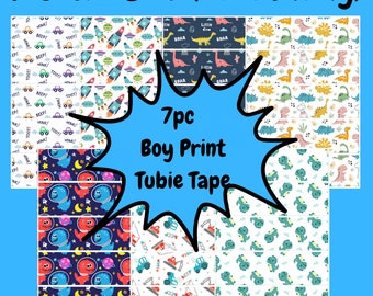 Nastro tubie Boy Print da 7 pezzi, tubo nj, tubo ng, nastro medico, fascio Tubie