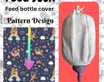 Bespoke Sloth Print Feed Sock | Feed Bottle Cover | 500ml or 1L | Pre Order